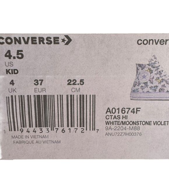 Converse Chuck Taylor All Star Kid Size 4.5 Shoes Unicorns High Top Sneakers - Picture 9 of 9